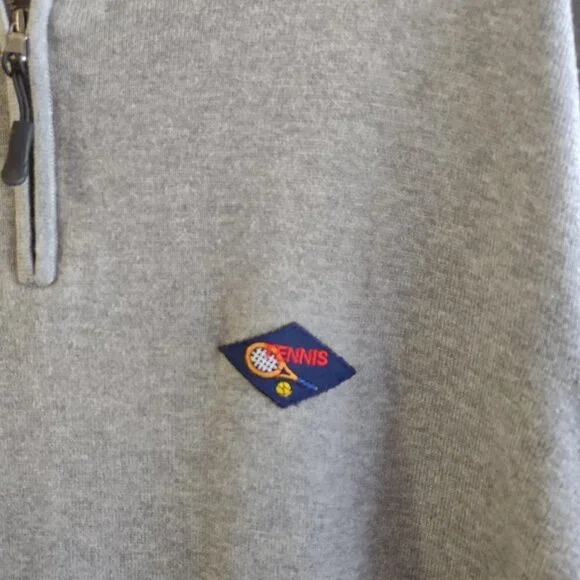 Vintage Lands End Men's 1/4 Zip Pullover Retro Embroidered Tennis Size 46-48 XL - Picture 6 of 7